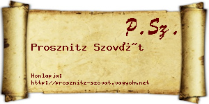 Prosznitz Szovát névjegykártya